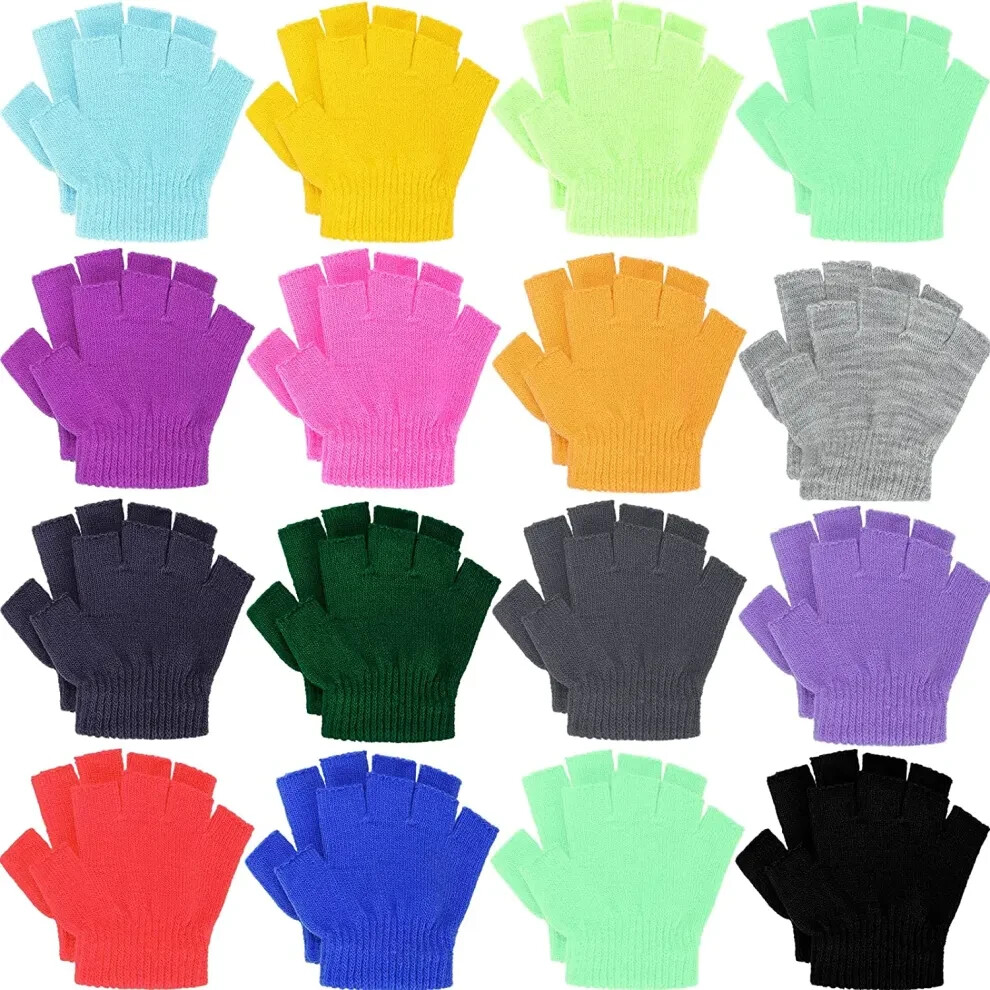 360 Pairs of Assorted Kids Acrylic Fingerless Gloves for 6-12 Years Old