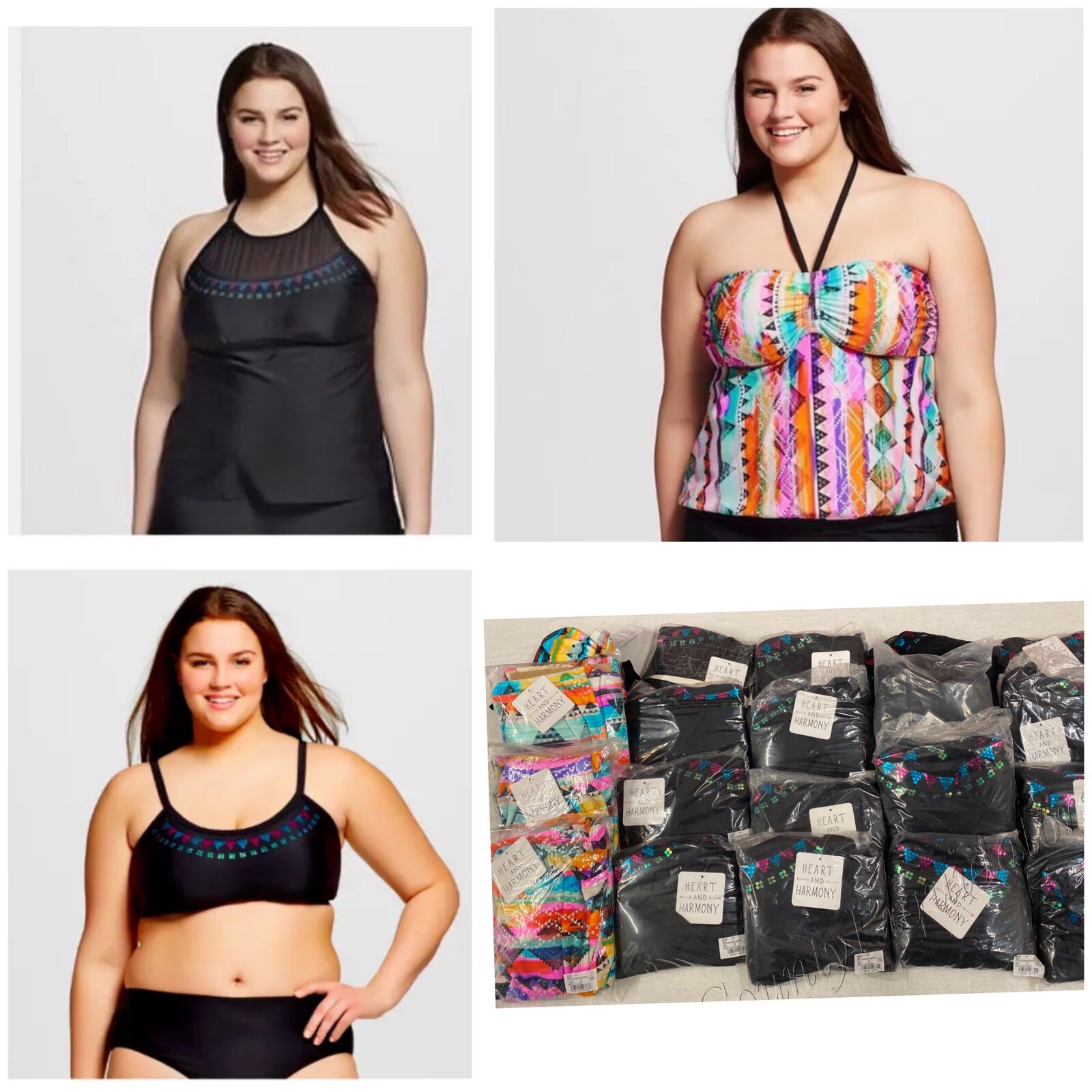Women&rsquo;s Plus Size Wholesale Reseller Lot 20 Pc. H & H Swim Lot Tops only 1X 2X