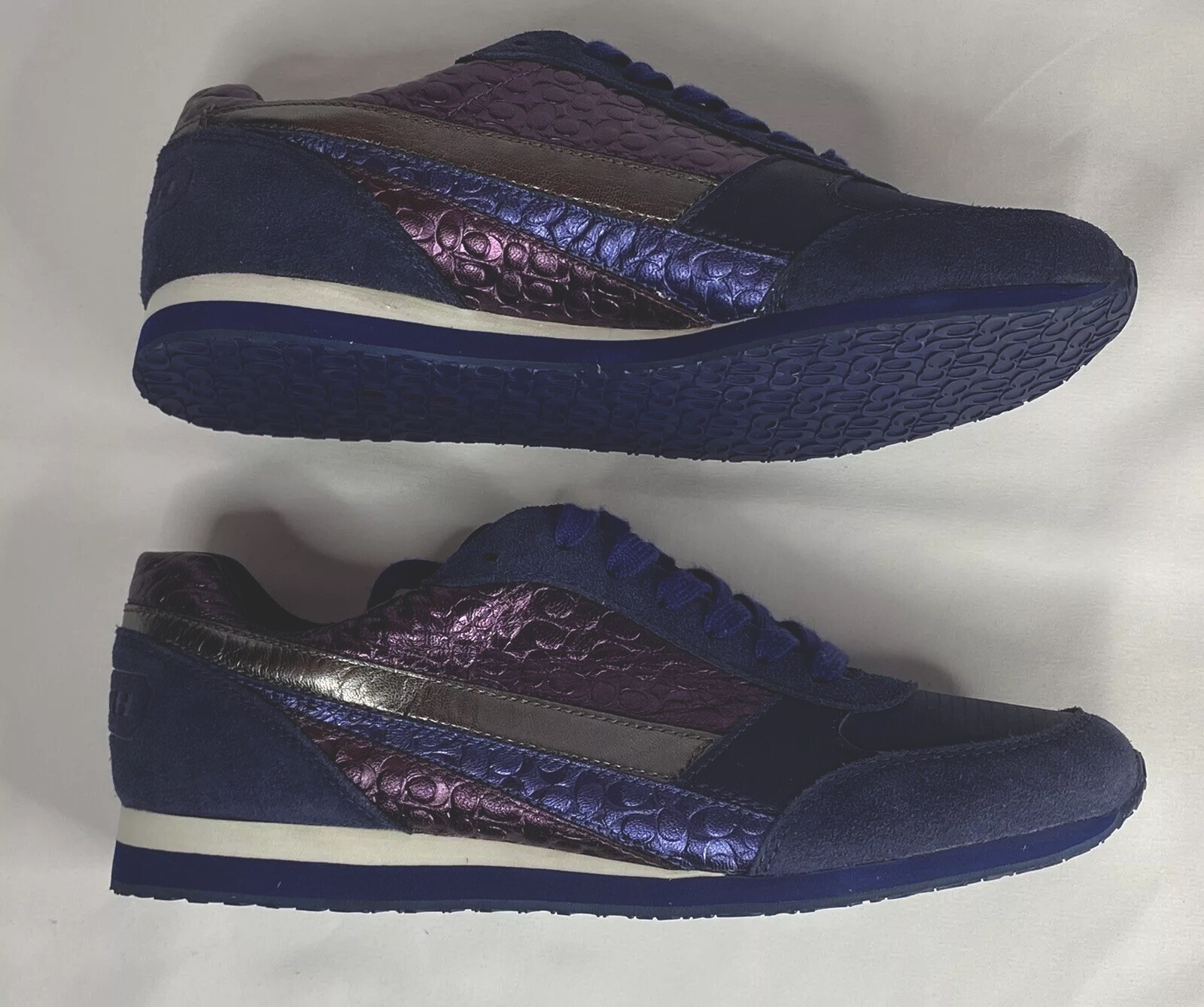 COACH REBEKHA SUEDE/MET NAVY/MET VIOLET SNEAKERS Size 10 M