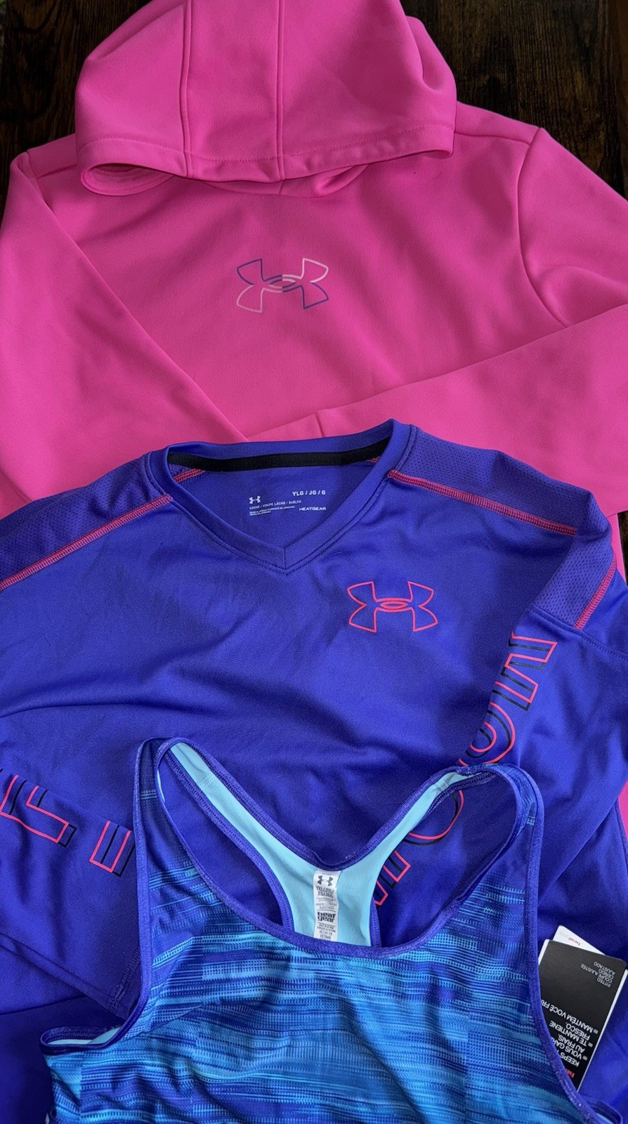 UNDER ARMOUR Youth Girls XL Lot Hoodie 5 Shirts Total Sweatshirt Long Sleeve Bra