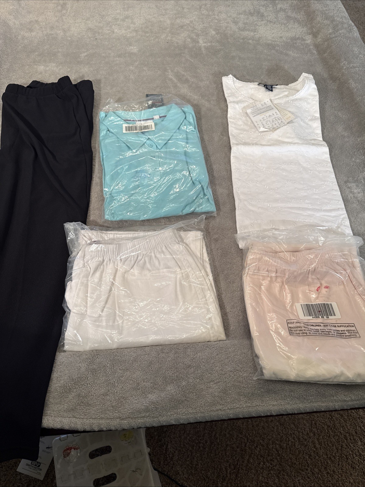 5Pc 2X Denim & Co, Delta Burke NWT Lot: Lacy Top, Aqua Pullover, Stretch Pants