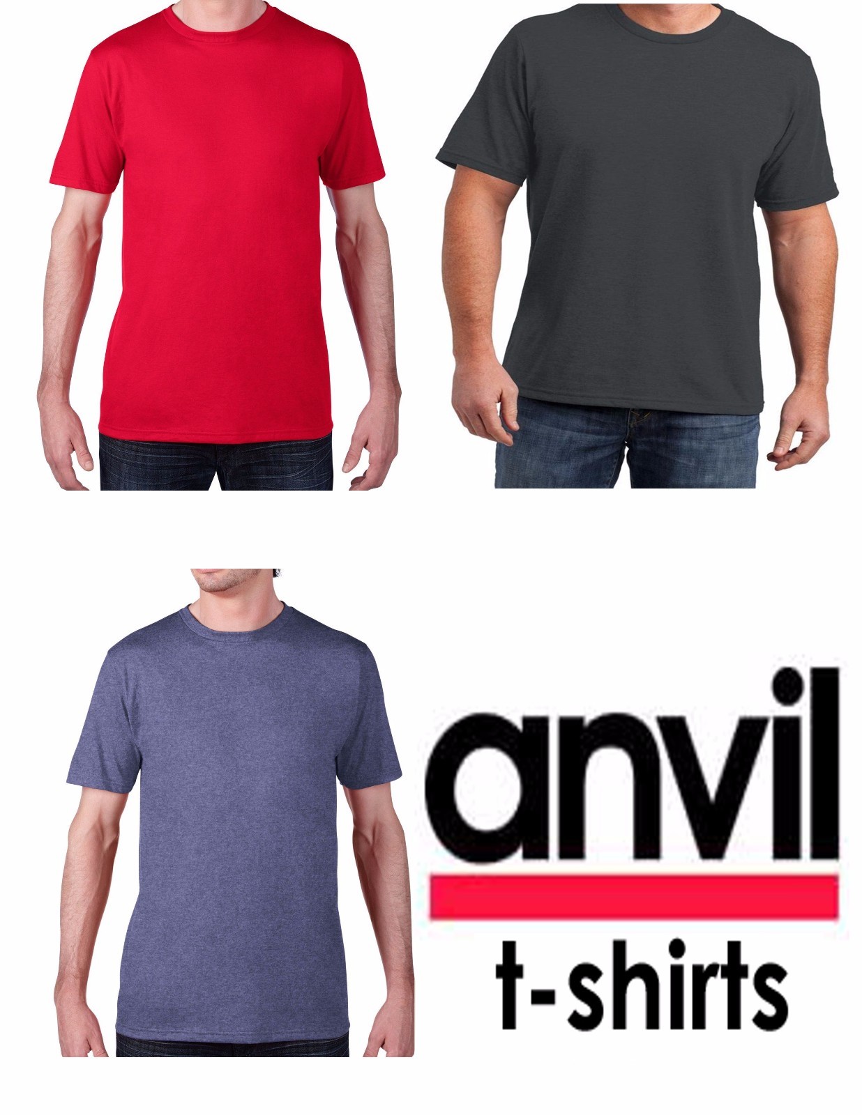 5 For $20 Plain T-Shirt Shirt Solid Tee Men&rsquo;s Short Sleeve Red Charcoal Blue