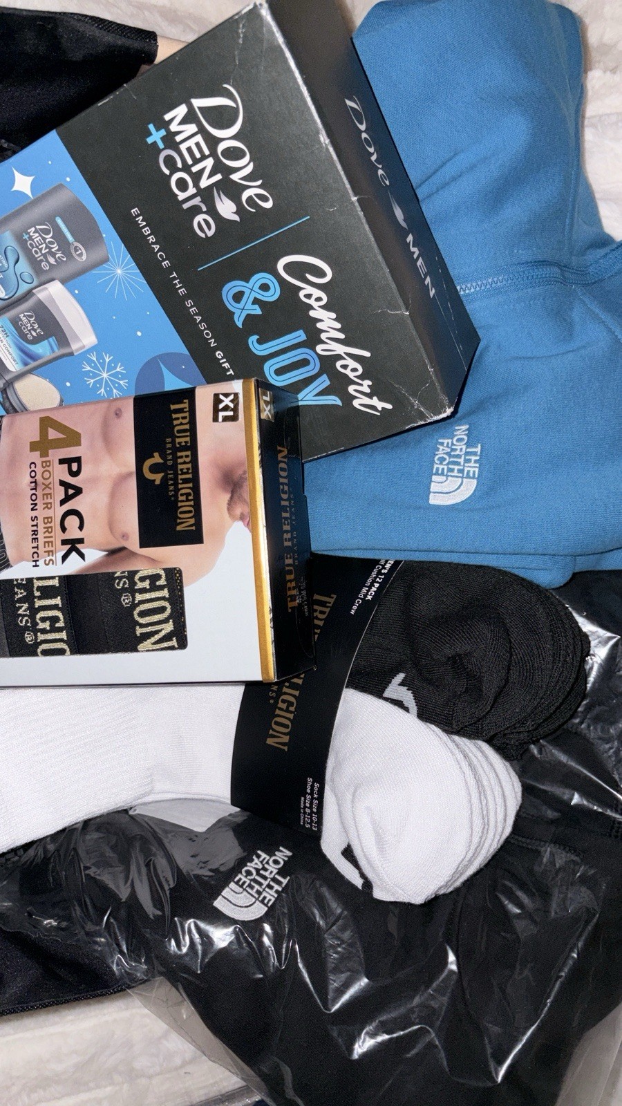True Religion & The North Face XL Cotton Stretch Clothing Lot Black White Blue