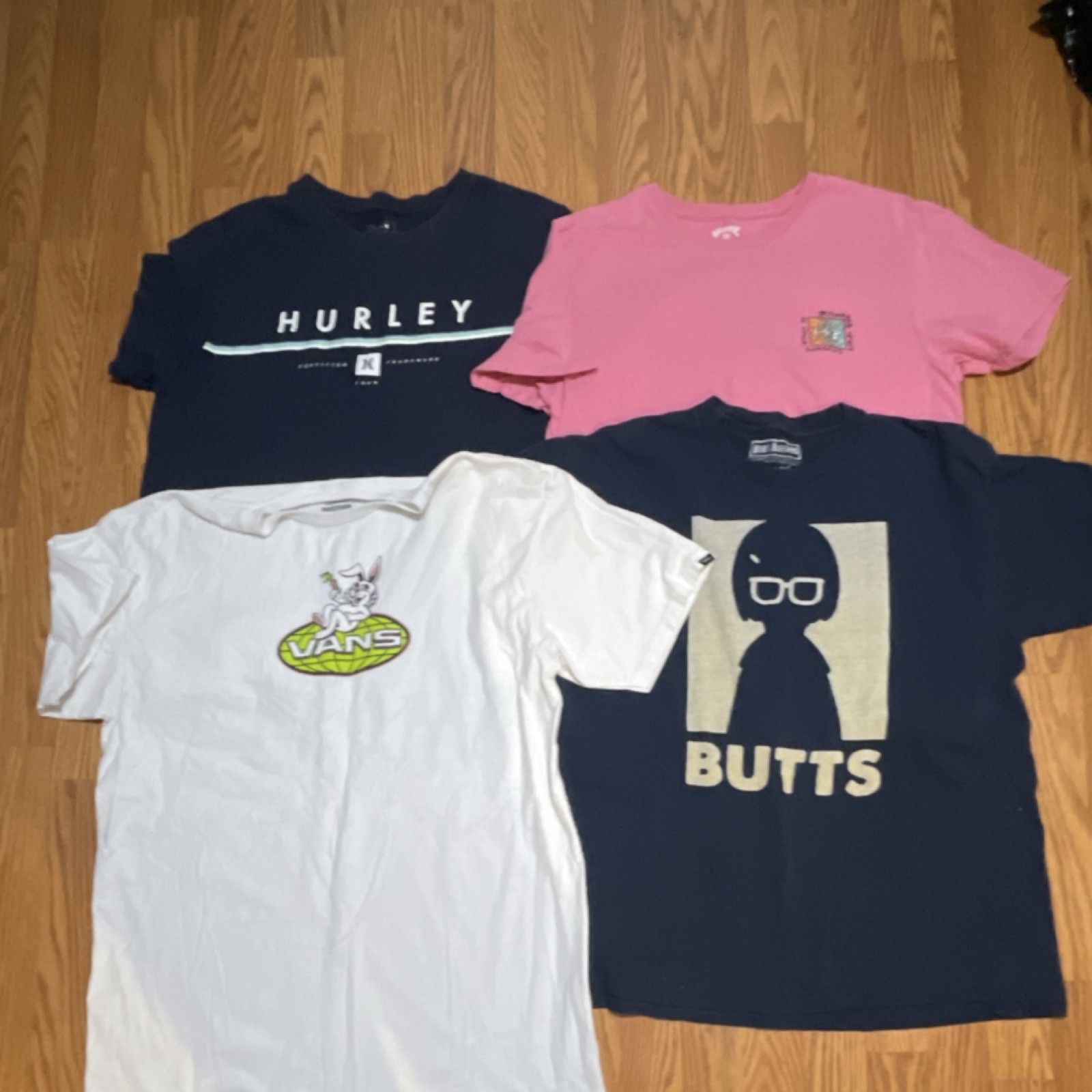 Hurley Vans Billabong Graphic Print Cotton T-Shirt Lot Navy Pink White