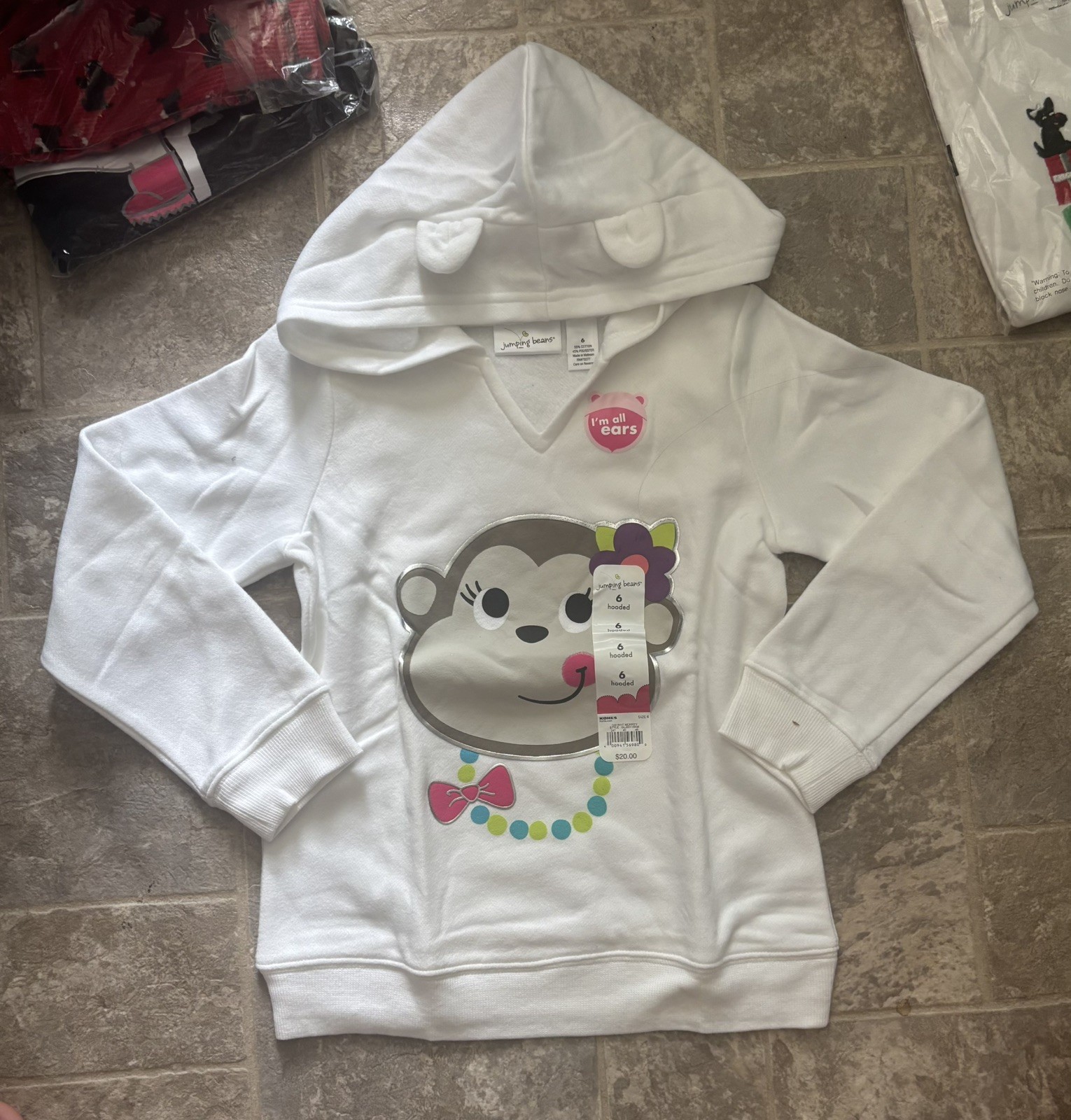 5 piece Bundle Jumping Beans Baby Girl 4 Cotton Tops + hoodie Size 6 NWT
