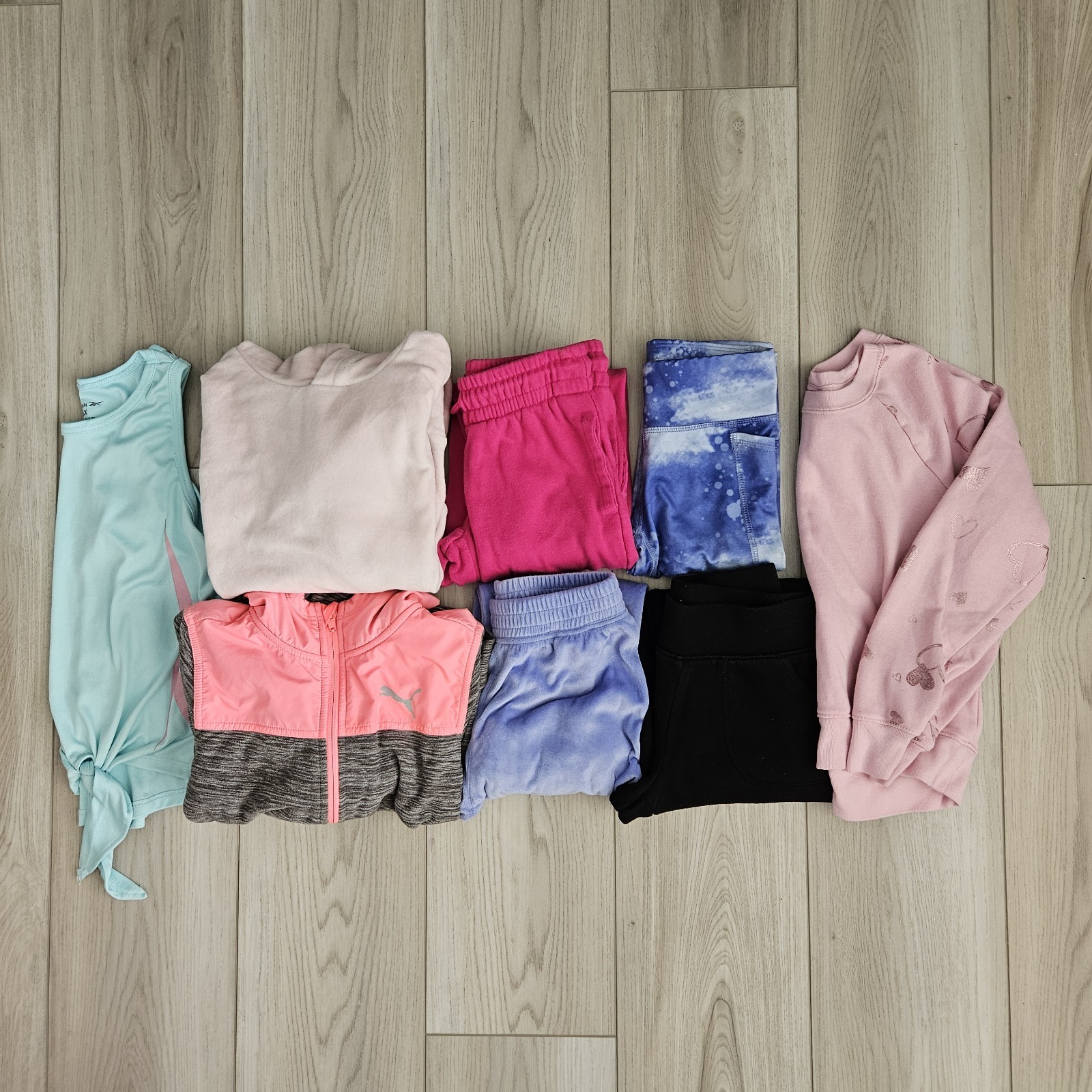 Girls Size 6 Athletic Clothes Lot – 8 Pieces (Nike, Puma, Reebok, DSG)