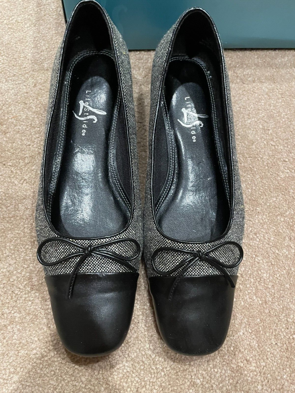 New Lifestride Mimi Blk/Wht Sophisticated Checkered Shoe size 7M w/1&Prime;heel