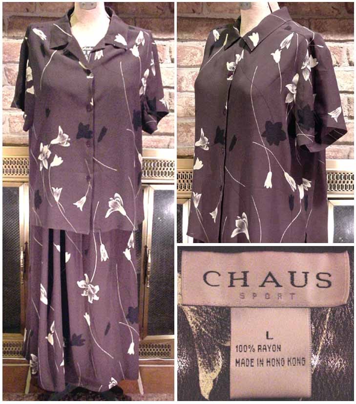 CHAUS SPORT (LARGE) 2 Pc. FLORAL BLOUSE & SKIRT OUTFIT