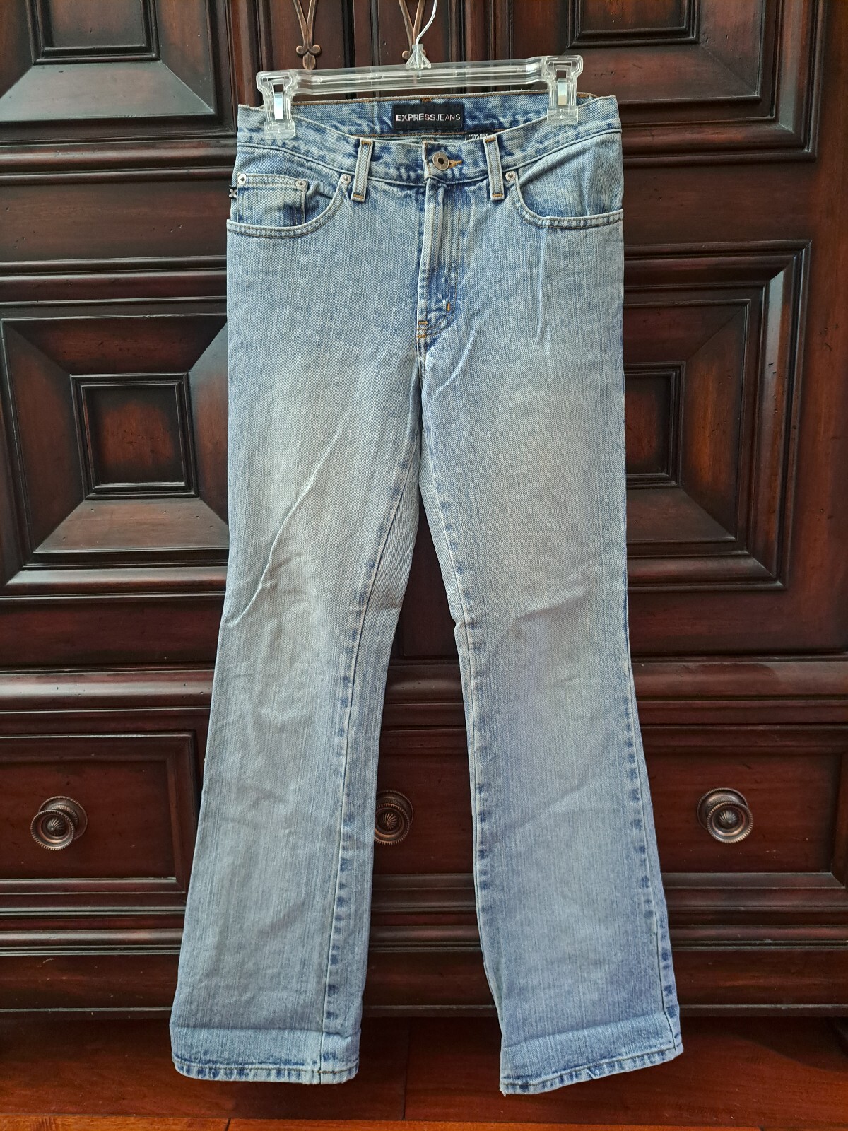 Express Jeans Womens Blue Light Wash Sz 1/2R Flare Low Rise Vintage