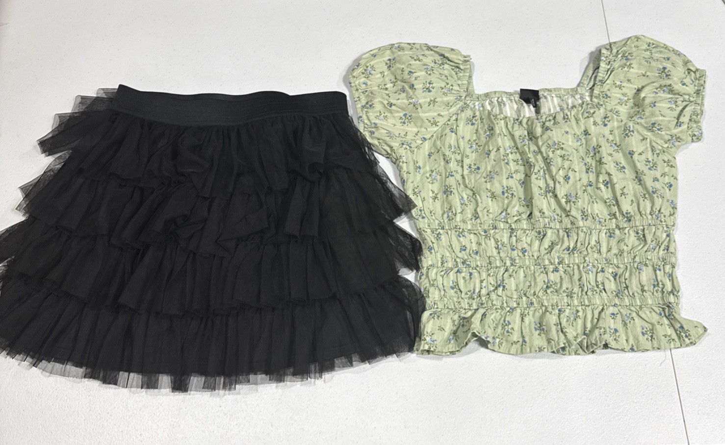 Girls Clothes Art Class Green Floral Top & Epic Threads Tiered Skirt Girls XL