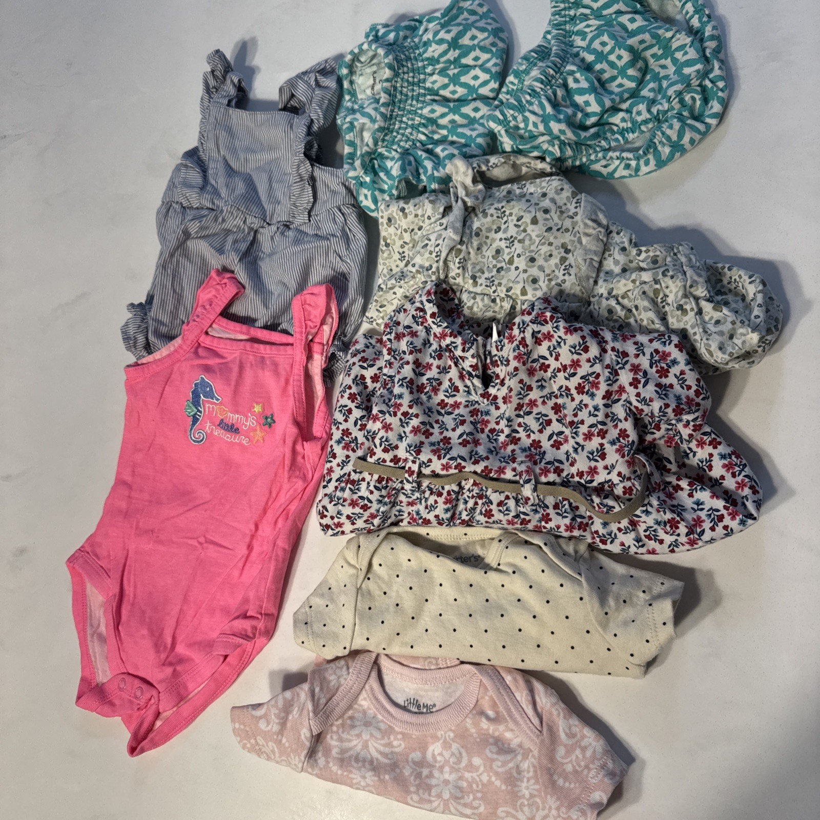 3 Months Baby Girl Summer Clothes Lot Of 8. Carters, Little Me, Jumping Beans