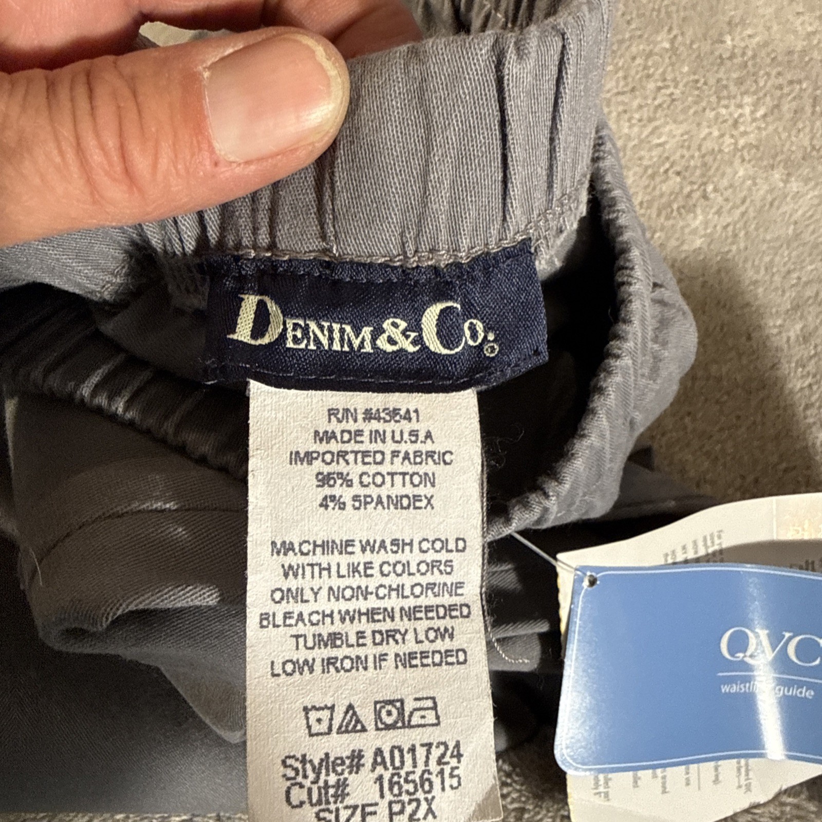 5 Pc QVC 2X Plus NWT Denim&Co Pants Lot:Aqua Floral/Blue Jean/Black/Lig&Drk Grey