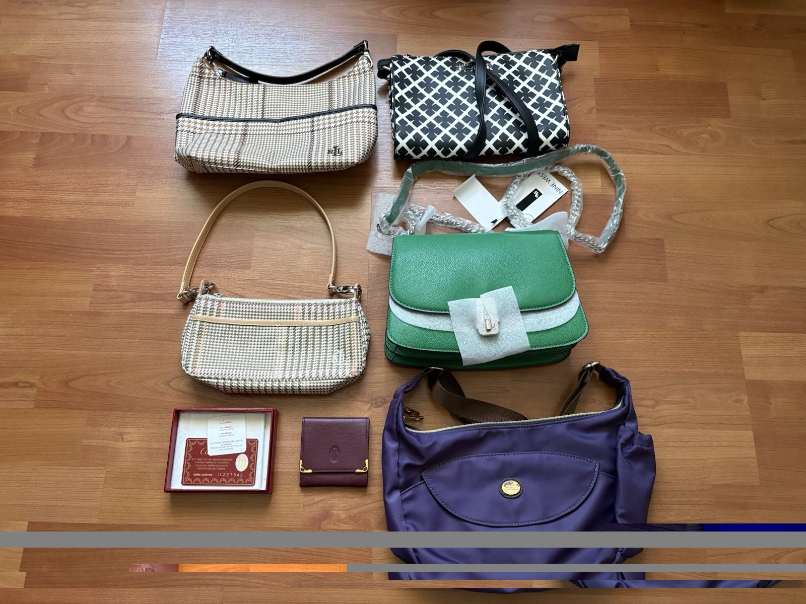 Cartier, Nine West & Kenneth Cole Reaction Designer Leather Bag/Wallet Lot
