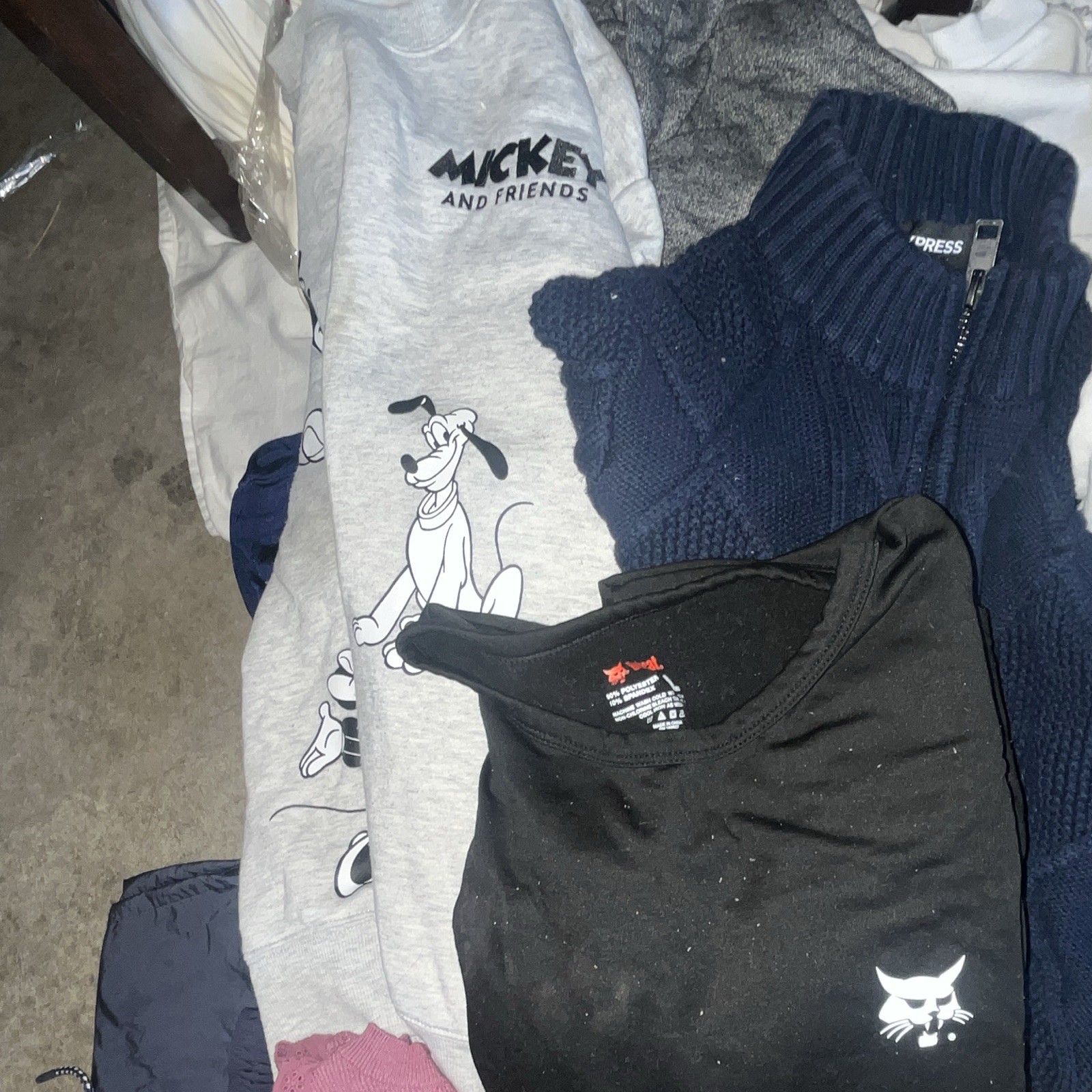 Disney Xpress Bobcat Size L Gray Top Blue Sweater Black T-Shirt Clothing Lot