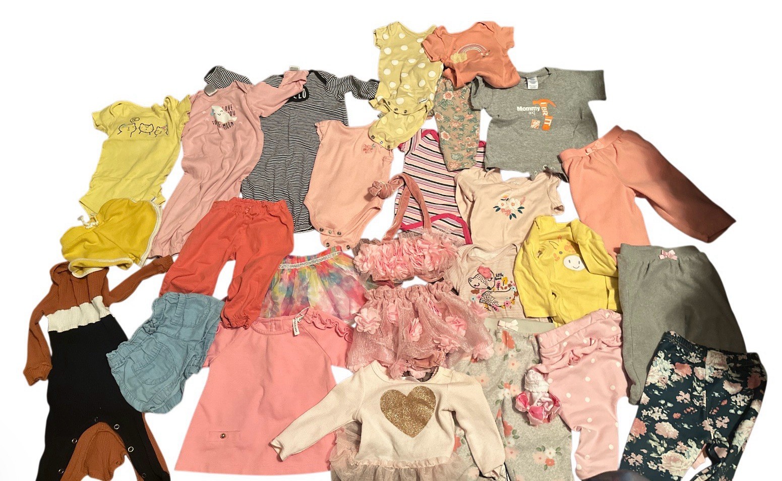 Lot Of 26 Pieces Mixed Baby Girl Clothing Size 0-6, 3-6, 6-9 Months Mixed Brands