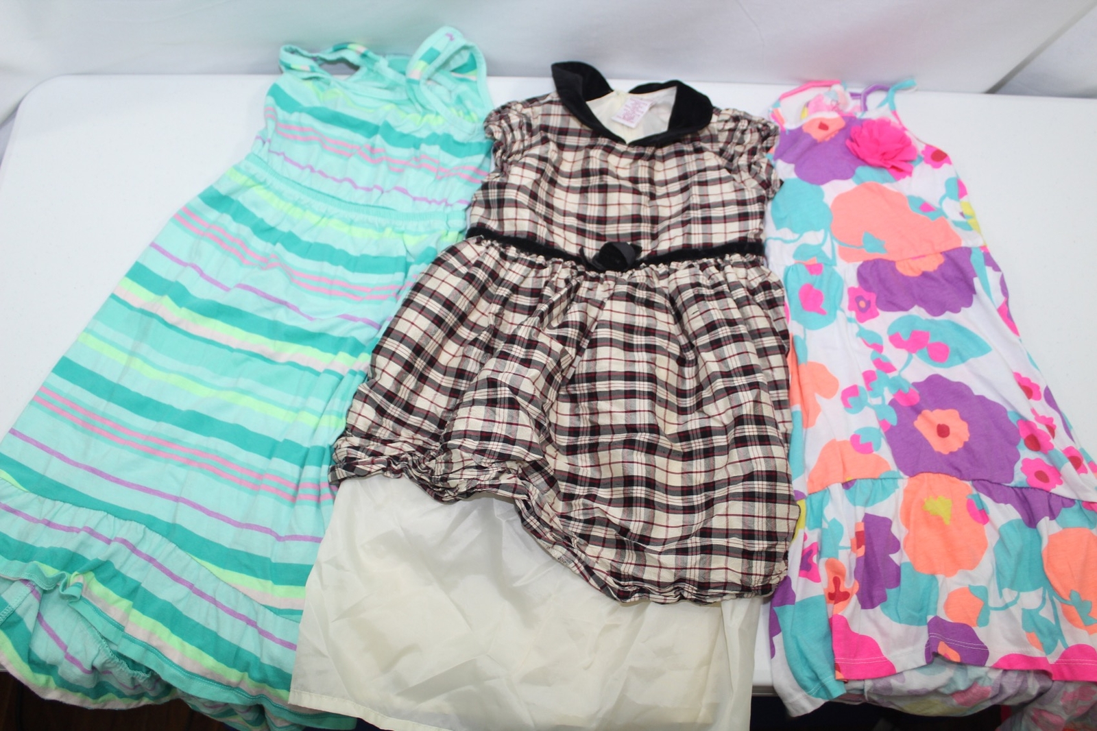 Clothing Lot 3 Dresses Youth Girls Sizes XS/4-5/5/S/5-6 Cotton Silk Plaid Floral